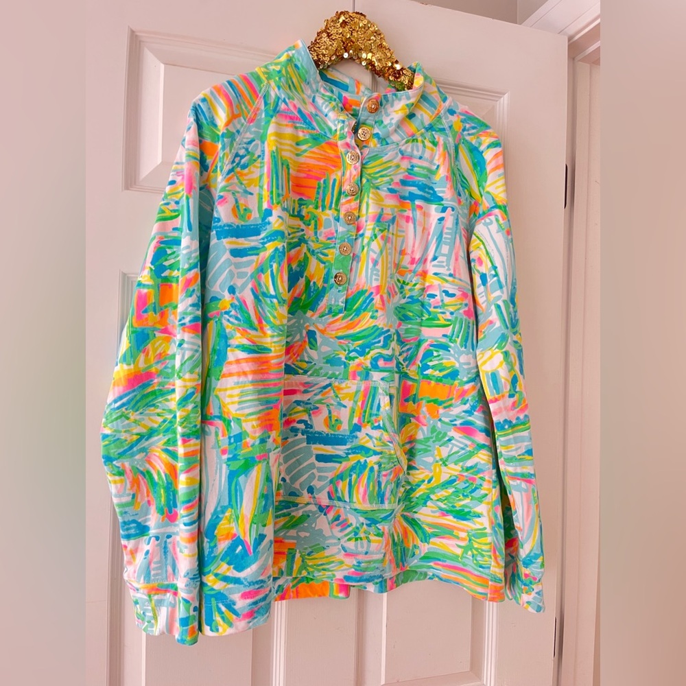 Lilly Pulitzer UPF 50+ Captain Popover Sea Salt And Sun Printed Sweatshirt - Picture 2 of 9